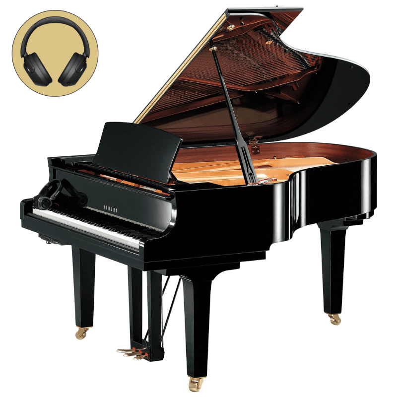 Yamaha C1X SH3 PE messing silent vleugel (zwart hoogglans) afbeelding